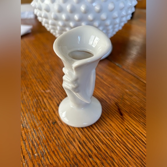 Vintage Numbered Mini White Hand Torch Candle Holder/Bud Vase - Picture 3 of 7